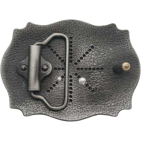 8.4X6.5CM Mens Metal Long Horns Black Golden Texas Belt Buckles - Picture 2 of 2